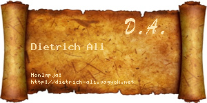 Dietrich Ali névjegykártya